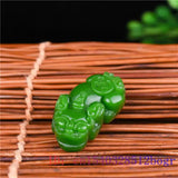 Green Jade Pixiu Pendant Necklace Chinese Natural Carved Hand Amulet Charm