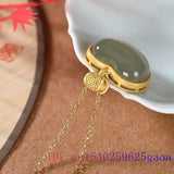 Jade Ruyi Pendant Charm Necklace 925 Silver Chalcedony Gemstones Jewelry