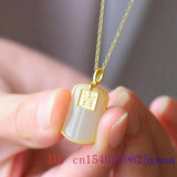 Chalcedony Jade Pendant Necklace 925 Silver Jewelry