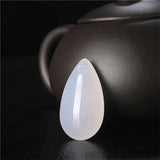Jade Water Drop Pendant Chalcedony Carved Charm Necklace