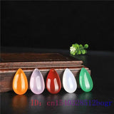 Jade Water Drop Pendant Chalcedony Carved Charm Necklace