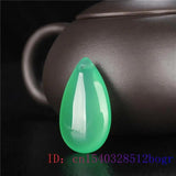 Jade Water Drop Pendant Chalcedony Carved Charm Necklace