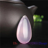 Jade Water Drop Pendant Chalcedony Carved Charm Necklace