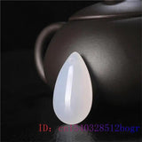 Jade Water Drop Pendant Chalcedony Carved Charm Necklace