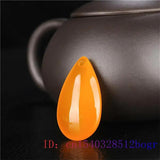 Jade Water Drop Pendant Chalcedony Carved Charm Necklace