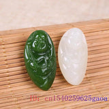 Green Jade Maitreya Pendant Chinese Charm Men Buddha Necklace