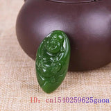 Green Jade Maitreya Pendant Chinese Charm Men Buddha Necklace