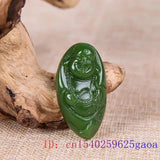 Green Jade Maitreya Pendant Chinese Charm Men Buddha Necklace
