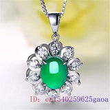 Chinese Natural Chalcedony Jade Pendant Necklace 925 Silver Amulet Hetian Charm