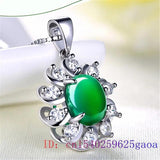 Chinese Natural Chalcedony Jade Pendant Necklace 925 Silver Amulet Hetian Charm