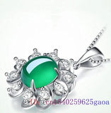 Chinese Natural Chalcedony Jade Pendant Necklace 925 Silver Amulet Hetian Charm