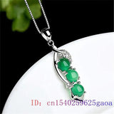 Jade Bean Pendant Natural Chalcedony 925 Silver Charm Necklace