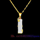 Jade Bamboo Pendant Necklace 925 Silver Chalcedony Charm