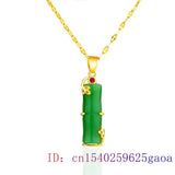 Jade Bamboo Pendant Necklace 925 Silver Chalcedony Charm