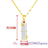 Jade Bamboo Pendant Necklace 925 Silver Chalcedony Charm
