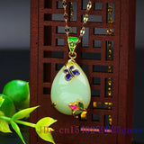 Jade Flower Pendant Amulet Charm Necklace 925 Silver Natural Jewelry