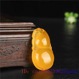 Jade Gourd Pendant Chalcedony Flower Carved Charm Necklace Women