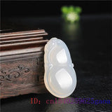 Jade Gourd Pendant Chalcedony Flower Carved Charm Necklace Women