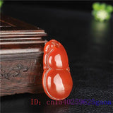 Jade Gourd Pendant Chalcedony Flower Carved Charm Necklace Women