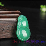 Jade Gourd Pendant Chalcedony Flower Carved Charm Necklace Women