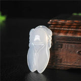 Jade Cicada Pendant Women Charm Natural Necklace Carved Jewelry