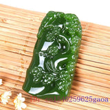Green Jade Bamboo Pendant Carved Jewelry Men Natural Amulet Women Necklace