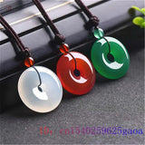 Green Chalcedony Jade Donuts Pendant Necklace