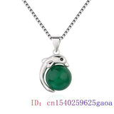 Jade Dolphin Pendant Necklace 925 Silver Hetian Chalcedony Women Amulet