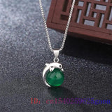 Jade Dolphin Pendant Necklace 925 Silver Hetian Chalcedony Women Amulet