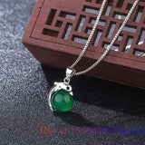 Jade Dolphin Pendant Necklace 925 Silver Hetian Chalcedony Women Amulet