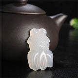 Jade Goldfish Pendant Necklace Chalcedony Fish Carved Natural