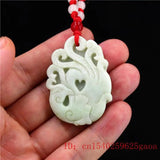 Jade Phoenix Pendant Necklace Natural Chinese Amulet Charm Jewelry