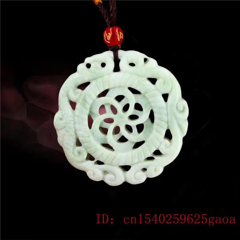 Jade Dragon Phoenix Pendant Necklace Amulet Natural Women Men Jewelry