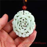 Jade Dragon Phoenix Pendant Necklace Amulet Natural Women Men Jewelry