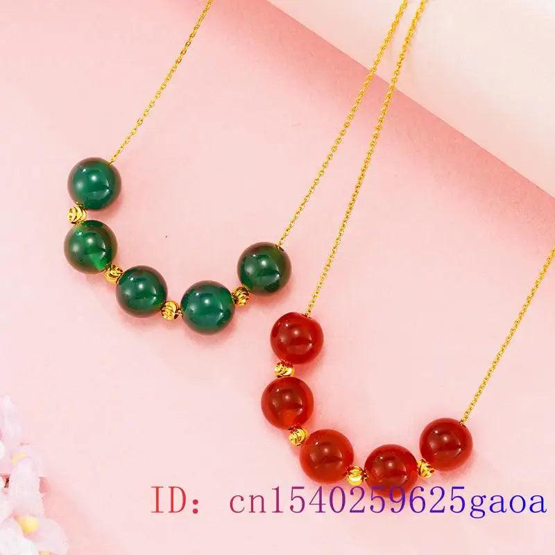 Jade Bead Pendant Hetian Women Necklace Chalcedony Amulet 925 Silver Chinese