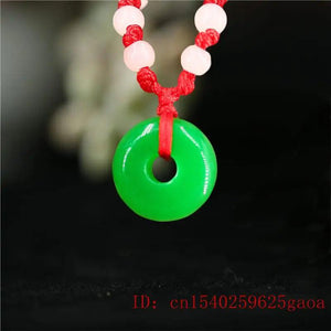 Natural Jadeite Jade Donuts Pendant Necklace Charm Chinese Green Amulet