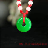 Natural Jadeite Jade Donuts Pendant Necklace Charm Chinese Green Amulet