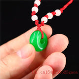 Natural Jadeite Jade Donuts Pendant Necklace Charm Chinese Green Amulet