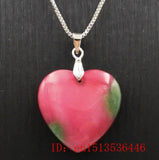 Carved Peach Blossom Jade Heart Pendant Chinese Love Necklace Charm