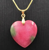 Carved Peach Blossom Jade Heart Pendant Chinese Love Necklace Charm