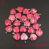 Carved Peach Blossom Jade Heart Pendant Chinese Love Necklace Charm