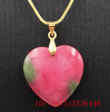 Carved Peach Blossom Jade Heart Pendant Chinese Love Necklace Charm