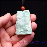 Jade Landscape Pendant Chinese Necklace Women Charm Amulet
