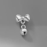 TrustDavis 925 Sterling Silver Bowknot Bell Charm Pendant Women DIY Jewelry