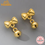 TrustDavis 925 Sterling Silver Bowknot Bell Charm Pendant Women DIY Jewelry