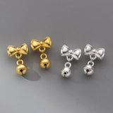 TrustDavis 925 Sterling Silver Bowknot Bell Charm Pendant Women DIY Jewelry
