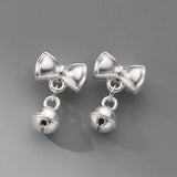 TrustDavis 925 Sterling Silver Bowknot Bell Charm Pendant Women DIY Jewelry