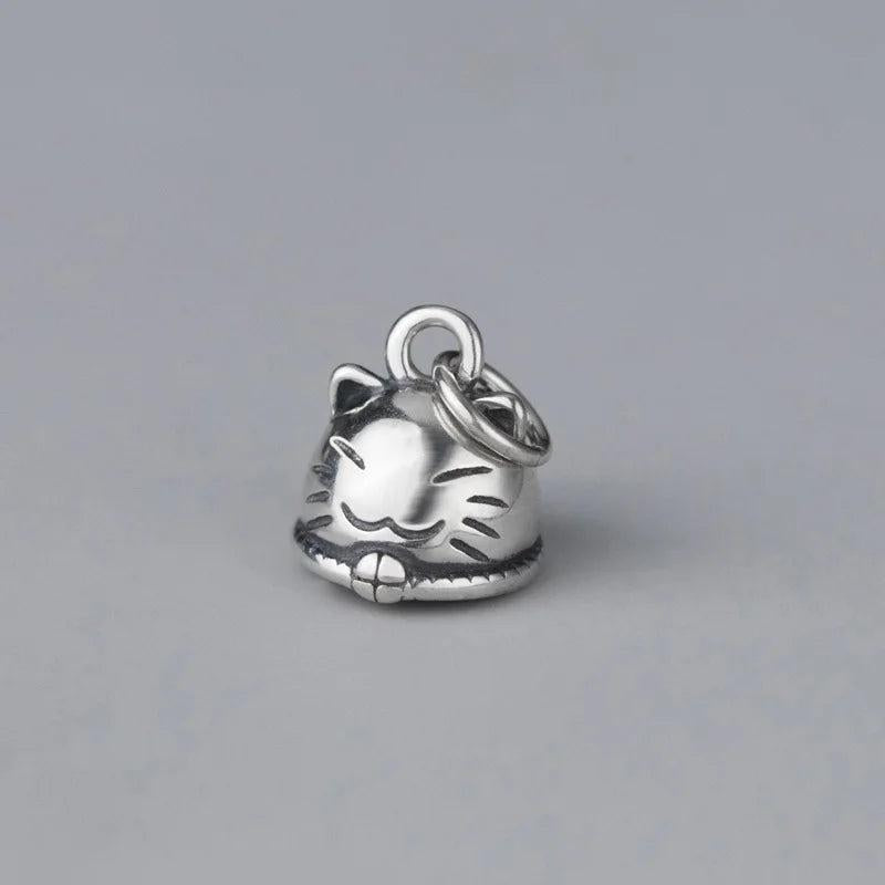 TrustDavis 925 Sterling Silver Cat Charm Pendant Women DIY Jewelry DZ983