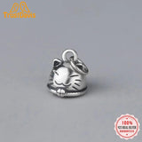 TrustDavis 925 Sterling Silver Cat Charm Pendant Women DIY Jewelry DZ983