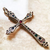 Victorian Royalty Cross Pendant 925 Sterling Silver Bohemian Jewelry